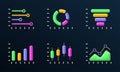 Chart, graph, diagram icon set. Business presentation graphic design. Finance data, report, analysis template. Royalty Free Stock Photo